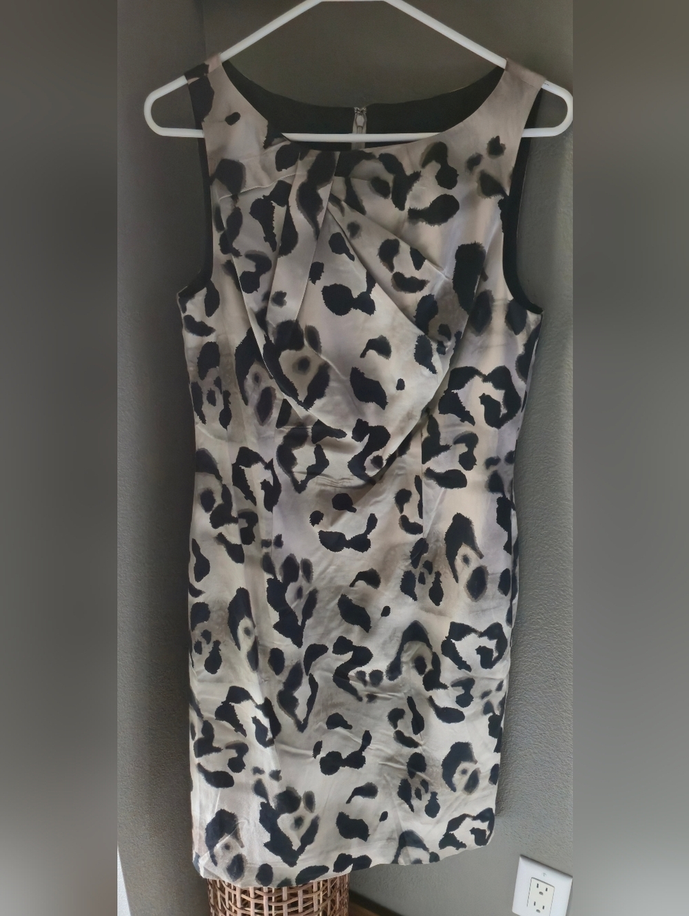 Anne Taylor 6 silk Blend animal print Sleeveless Sheath Dress Trending Neutral - Picture 12 of 15